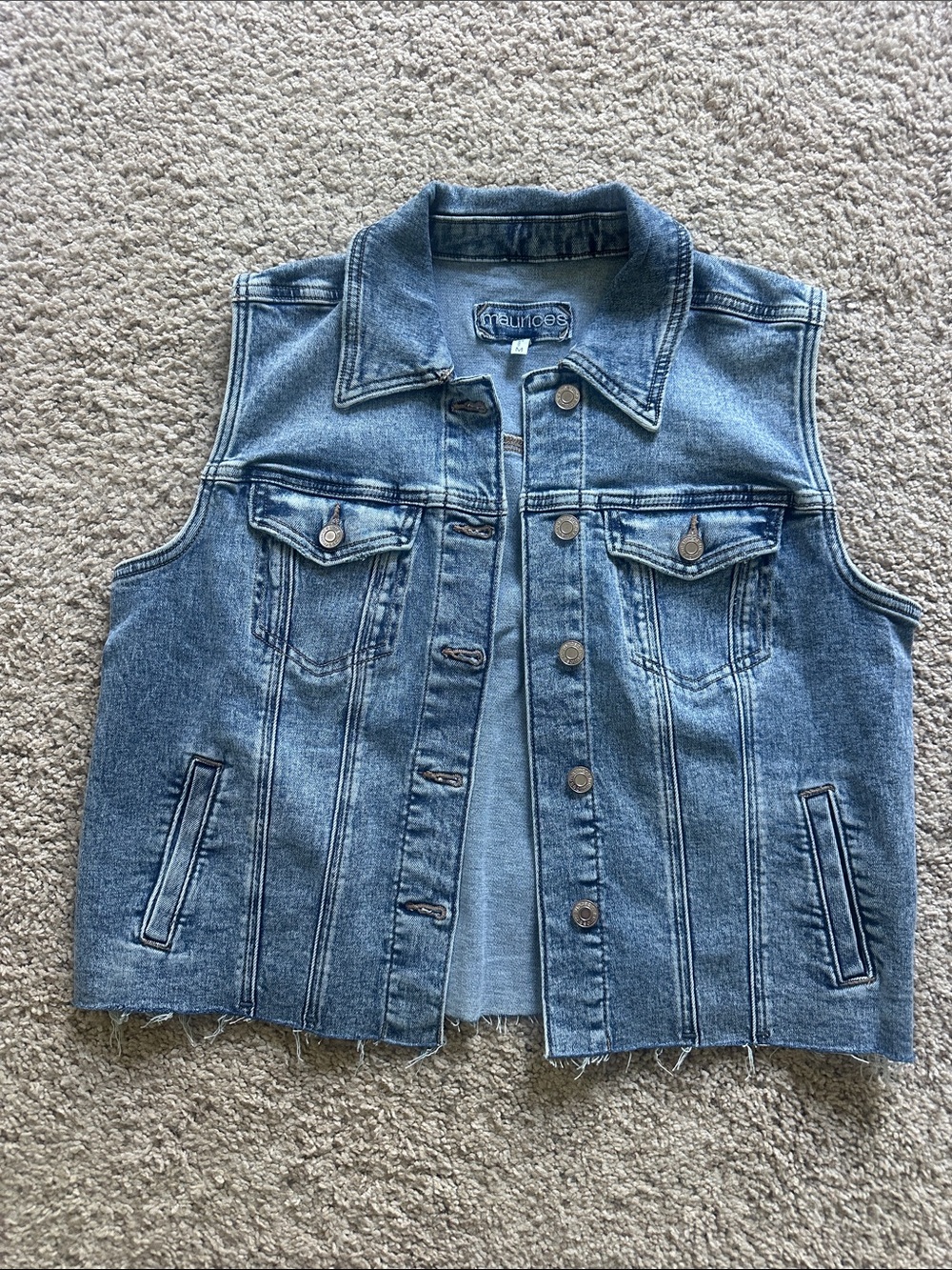 Maurices Light Blue Denim Jacket Vest